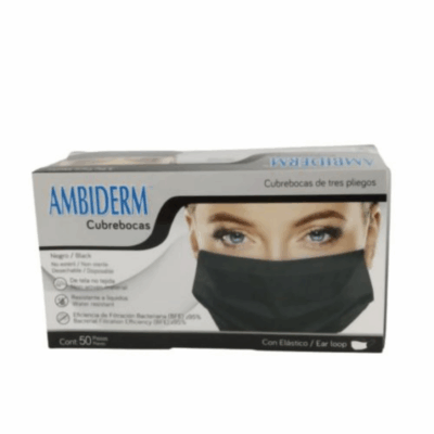 CUBREBOCAS NEGRO 3 PLIEGUES