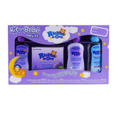 KIT BEBE RISITOS DE ORO LAVANDA