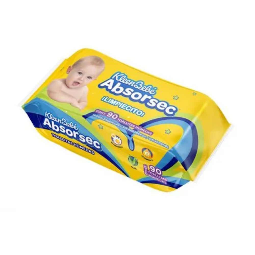TOALLITAS HUMEDAS KLEEN BEBE ABSORSEC C/90